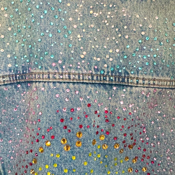 Sun Set Rhinestone hand applied on Sherpa Jean jacket - Picture 7 of 10